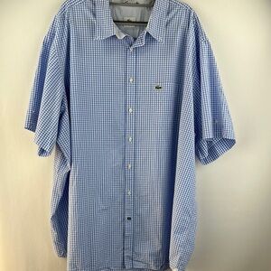 Lacoste Short Sleeve Checkered Button Down Shirt